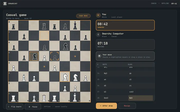 Omarchy Chess plugin running in Omarchy
